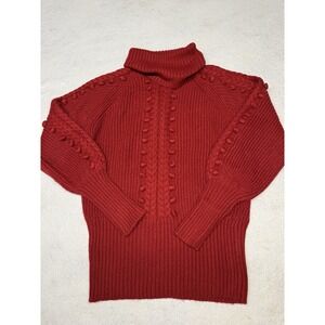 NWOT WHBM Red Turtleneck Cable Knit Sweater Size Medium Christmas